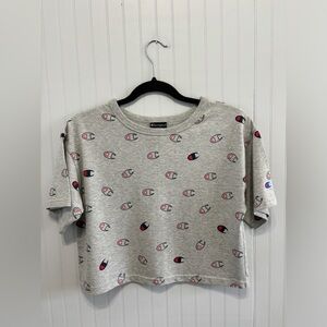 Champion Heritage Cropped Logo Tee Oxford Grey XS